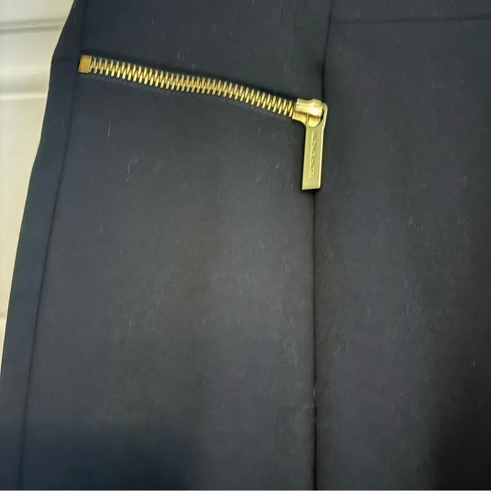 Michael Kors Classic Black Pencil Skirt With Gold Zipper Accents, Size 2